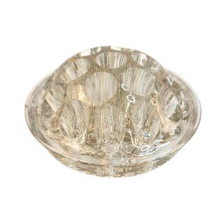 Vintage Clear Glass Flower Frog Holder Floral Arranger19 hole 4.5 x 2 inch